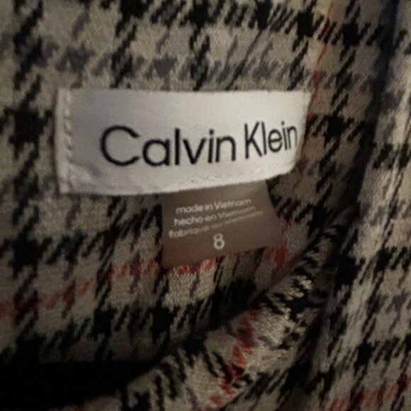 NWT Calvin Klein Herringbone Check Print Ponte Short Sleeve Shirt Dress Size 8 - Picture 3 of 5
